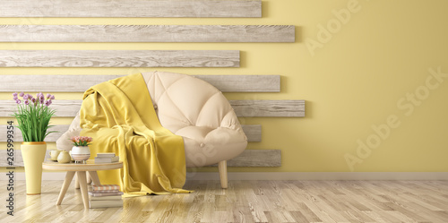 Fototapeta Naklejka Na Ścianę i Meble -  Interior design of modern living room with sofa and coffee table 3d rendering