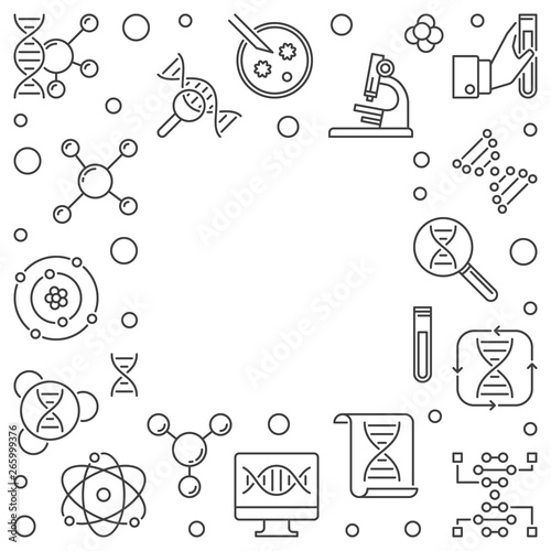 Heredity concept square minimal frame in thin line style. Vector illustration