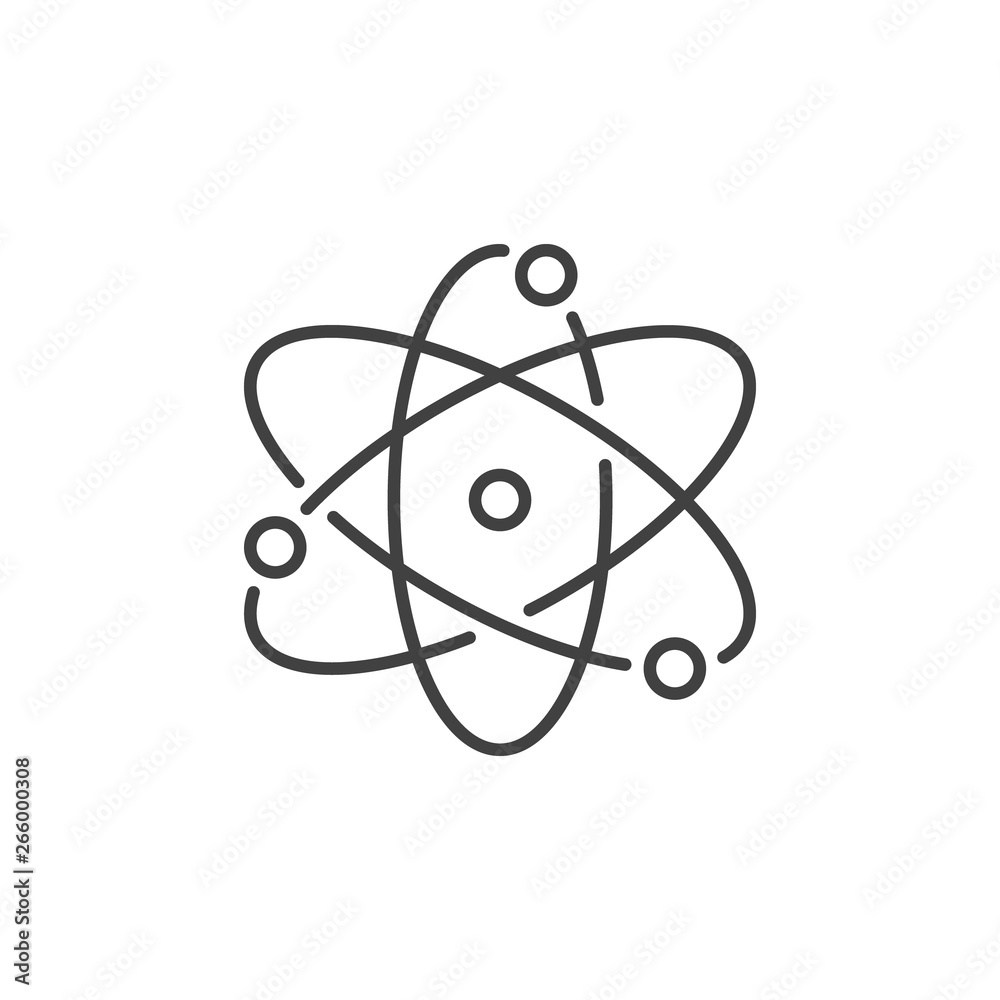 Atom vector concept icon or design element in thin line style Atom vector concept icon or design element in thin line style