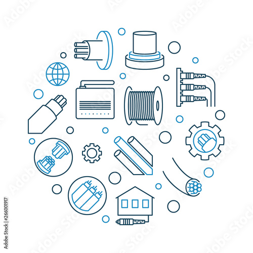 Vector Fiber-optic Communication circular linear concept illustration