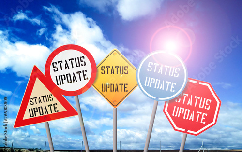 status update, on traffic sign