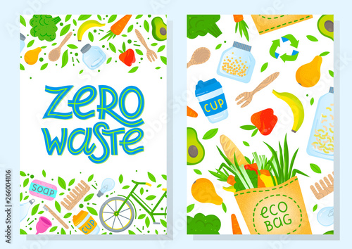 Zero waste brochure templates.Waste management concept.Layout design perfect for prints,banners,web,eco posters,flyer mockups,typography design and more.Think green, go to zero waste.