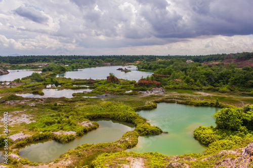 Aeriel view of the beautiful lakes in Frog Hill- Tasek Gelugor, Malaysia.