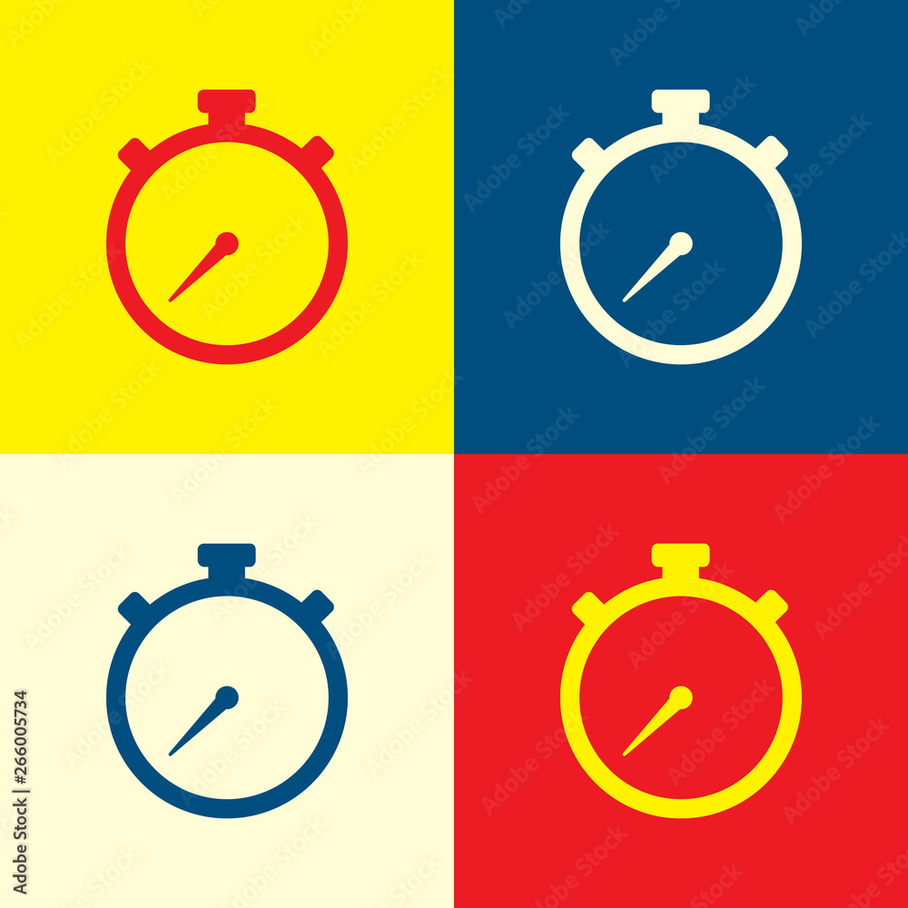 Timer icon. Yellow, blue and red color material minimal icon or logo design Timer icon. Yellow, blue and red color material minimal icon or logo design
