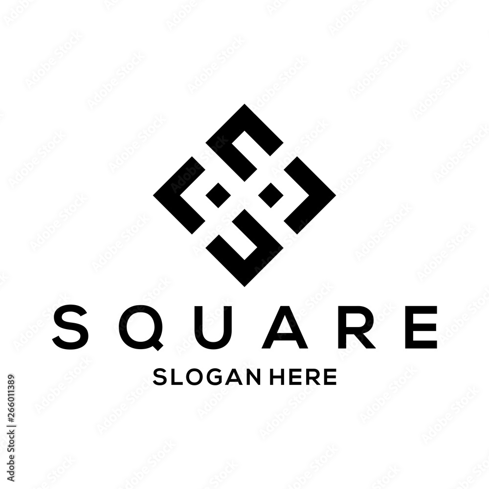 Obraz premium 2 square logo concept black and white vector art