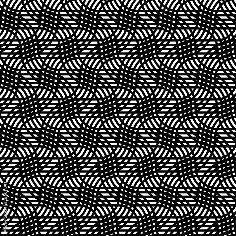 Design seamless monochrome interlaced pattern Design seamless monochrome interlaced pattern