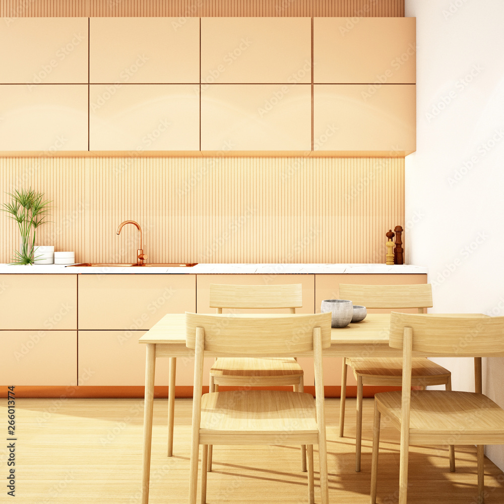 Fototapeta premium kitchen interior design in modern style,3d rendering,3d illustration