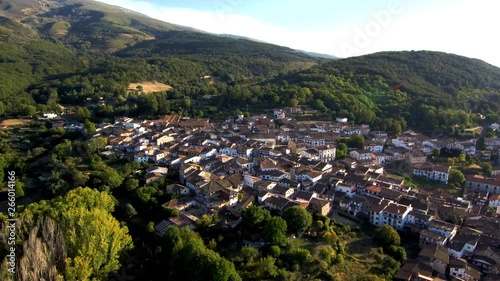 Candelario, village of Salamanca, Spain. 4k Drone Video