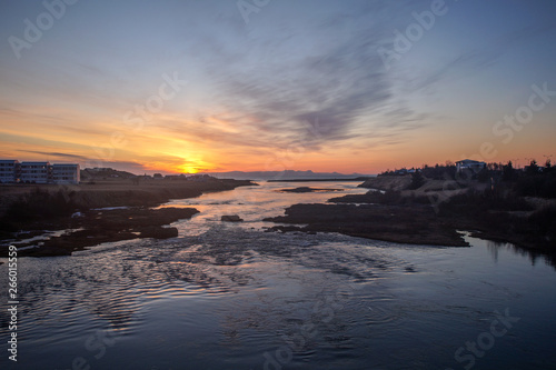 Colorful sunset at the beach of north Iceland