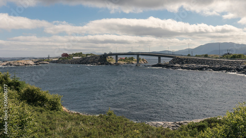 Bridge of Atlantic Ocean Road and landscape of norwegian Coast