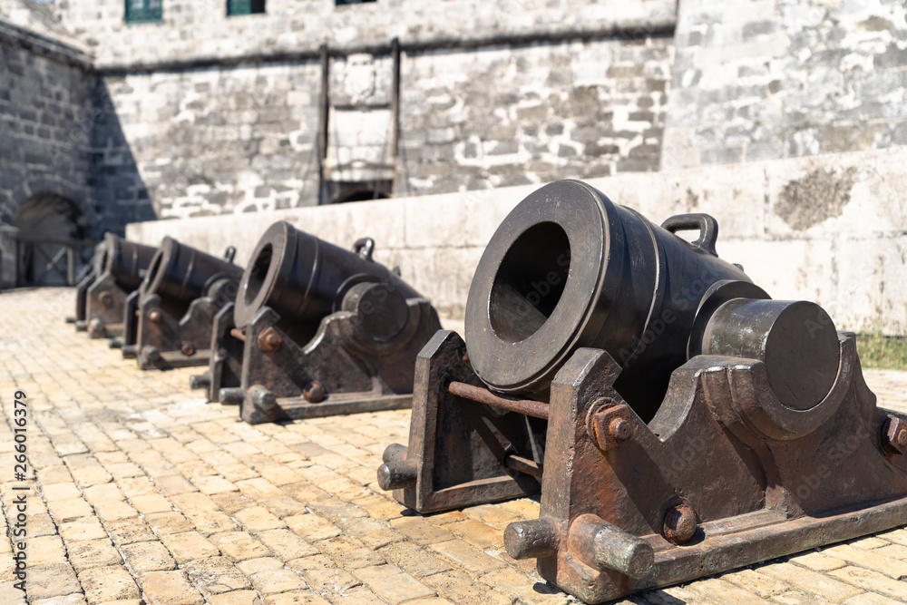 A row of heavy short-range cannons