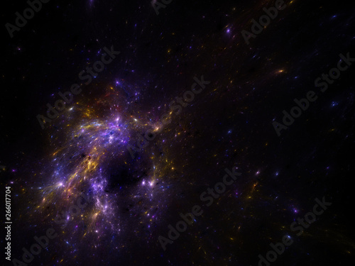 deep space image with nebula and galaxies as background and texture for creating space scape. © kant
