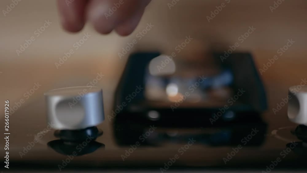 Gas stove burners close up. Electric ignition