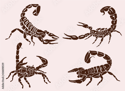 Vintage set of  scorpions  retro illustration