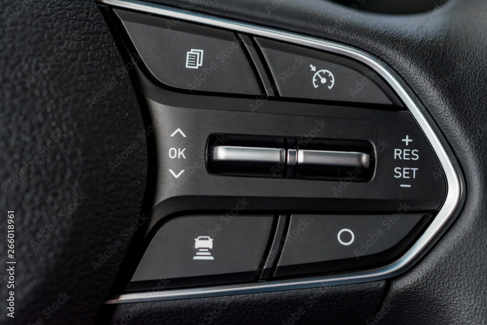 Fototapeta premium Close up modern car panel with different buttons