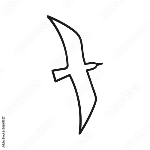 Drawn outlined icon of a flying seagull