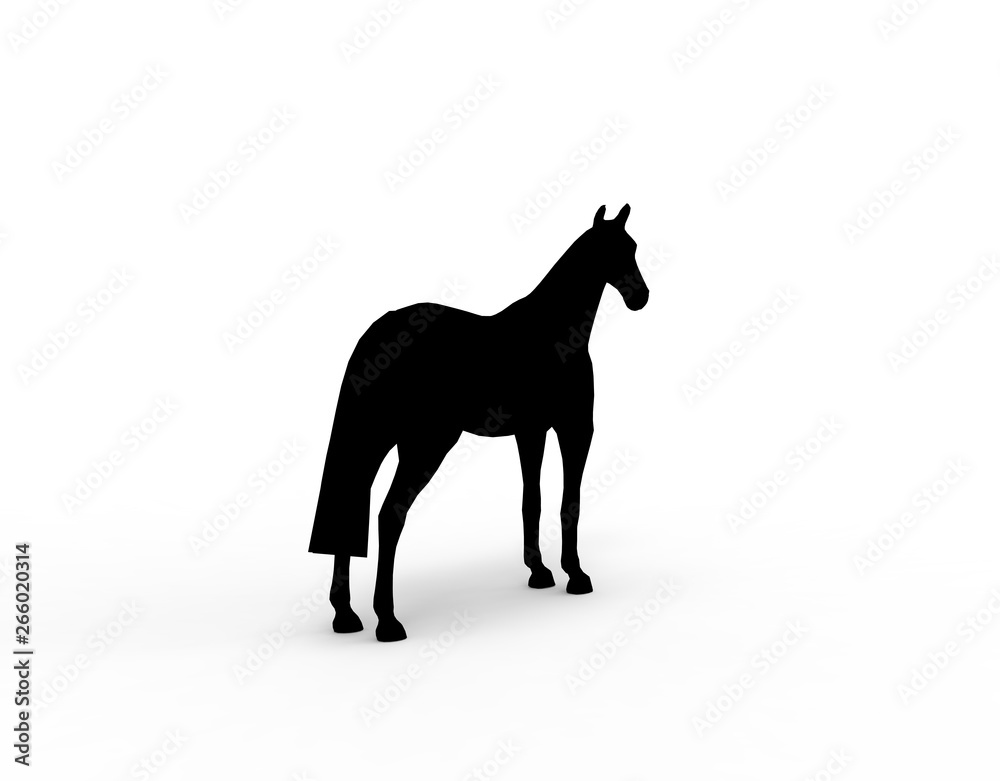 horse on isolated white background 3d Rendering