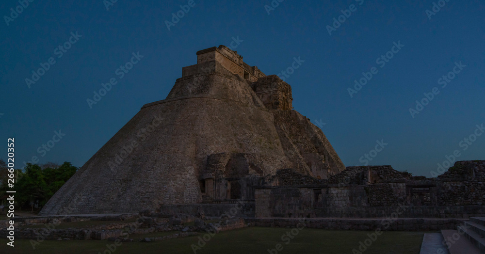 The Mayan  pyramid of the Adivino in Uxmal Yucatan Mexico