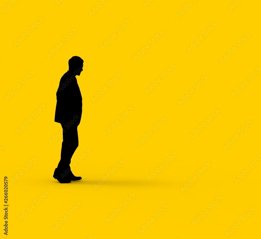 Man Standing on Yellow Background 3D Rendering Man Standing on Yellow Background 3D Rendering