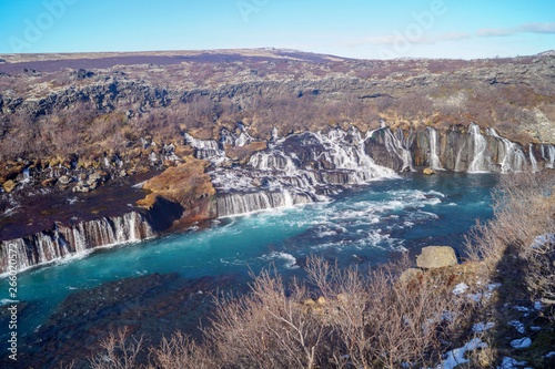 The beautiful Hraunfossar waterfalls of Iceland