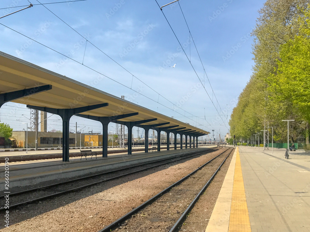 Burgas, Bulgaria - May 02, 2019: Empty Rail Station In The City Center.