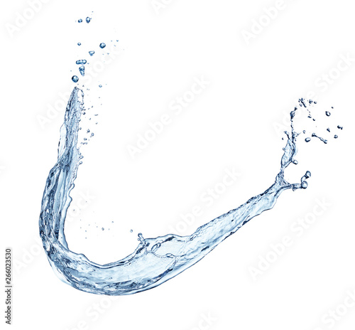 pure blue water splash isolated on white background