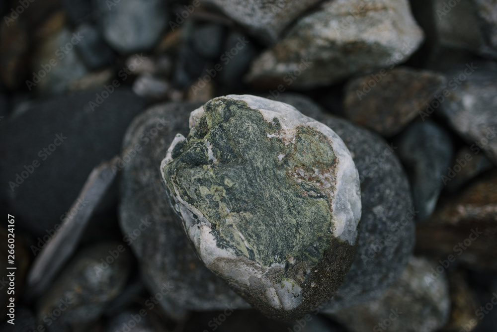 The rapid flow of a mountain river with stones The rapid flow of a mountain river with stones