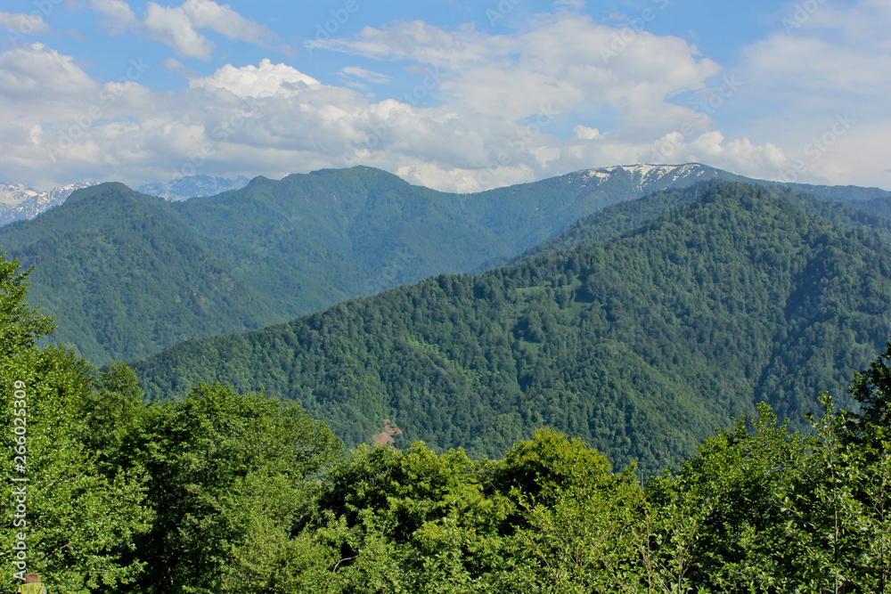 Fototapeta premium Landscape of Adjara, Georgia. Caucasus Mountains. Machakhela National Park.