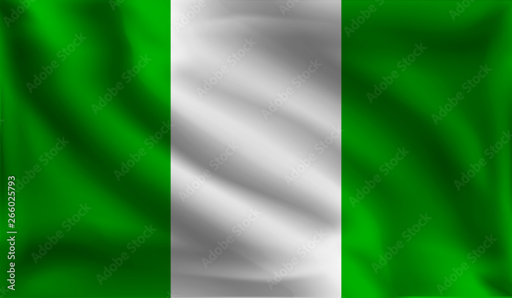 Waving Nigeria flag, the flag of Nigeria, vector illustration