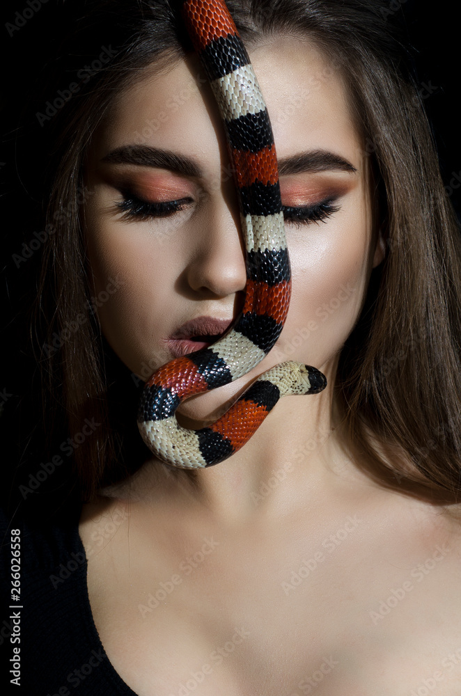 sensual woman with king snake
