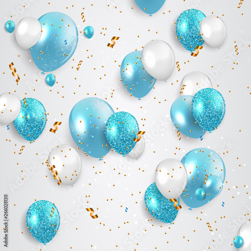 Glossy Happy Birthday Balloons Background Vector Illustration