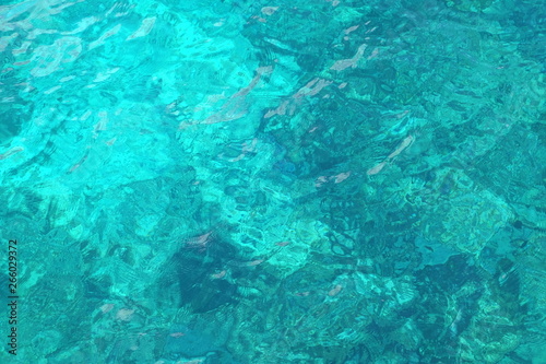 Clear blue-green ish water in the caribbean