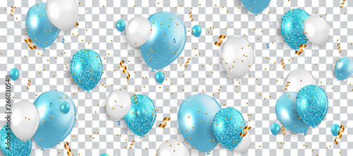 Glossy Happy Birthday Balloons Background Vector Illustration