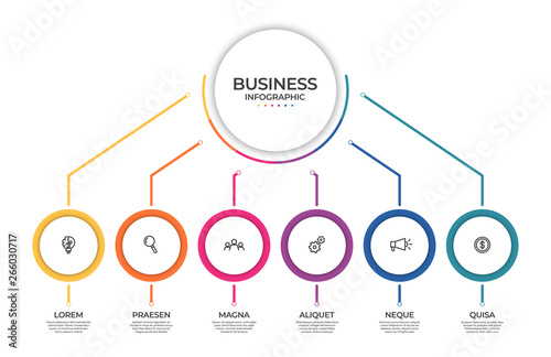 Business infographic template. Timeline concept for presentation, report, infographic and business data visualization. Round design elements with space for text
