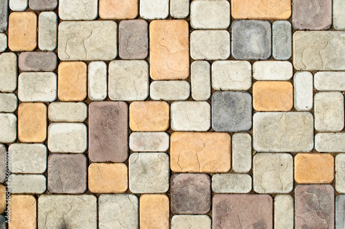 Rectangular with rounded corners colorful paving.