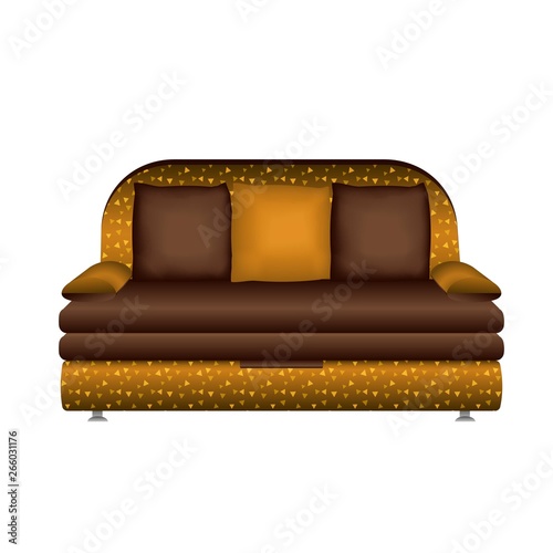 Leather sofa icon. Cartoon of leather sofa vector icon for web design isolated on white background