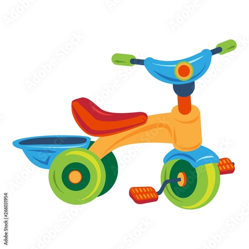 Tricycle icon. Cartoon of tricycle vector icon for web design isolated on white background