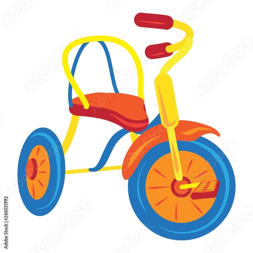Kid tricycle icon. Cartoon of kid tricycle vector icon for web design isolated on white background