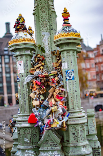 People put the love locks on Westminster Bridge