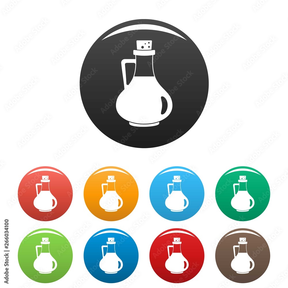 Italian olive oil bottle icons set 9 color vector isolated on white for any design Italian olive oil bottle icons set 9 color vector isolated on white for any design