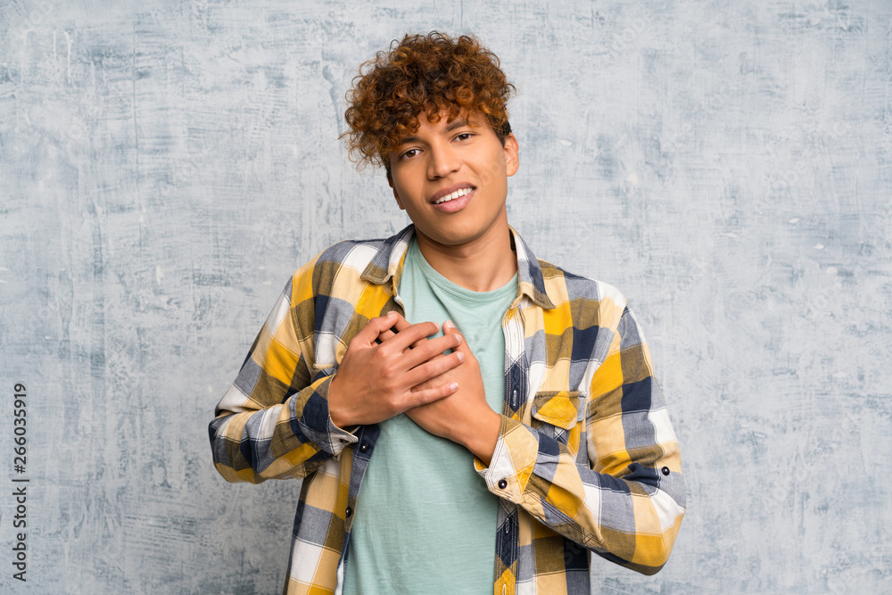 Fashion african american over grunge wall in love Fashion african american over grunge wall in love