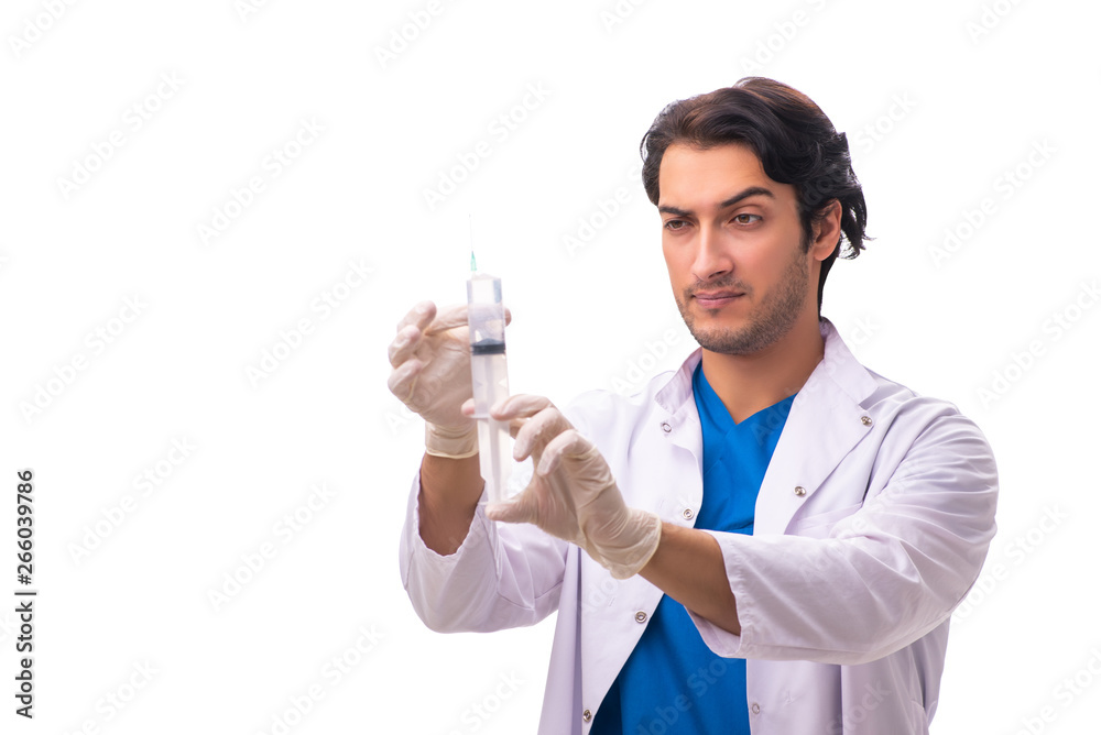 Young handsome doctor isolated on white Young handsome doctor isolated on white