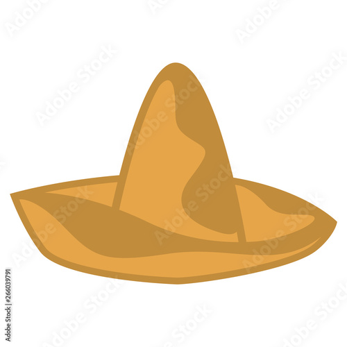 Isolated traditional brown mexican hat image - Vector