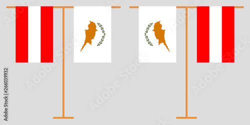 Austria and Cyprus. The Austrian and Cyprian vertical flags. Official colors. Correct proportion. Vector