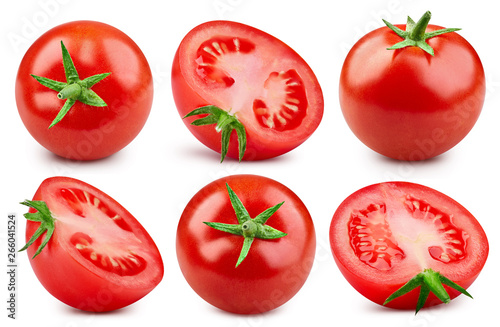 Tomato collection clipping path isolated on white