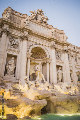 Place of the Trevi Fountain at the end of the day in Rome