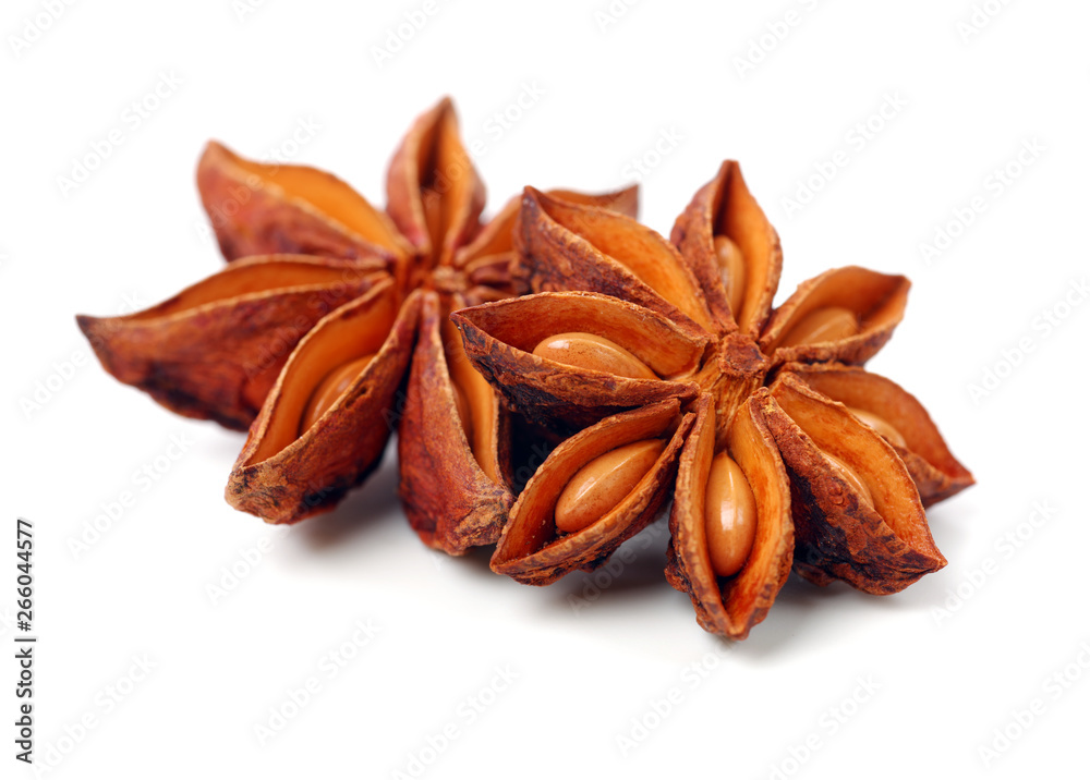 star anise on white background