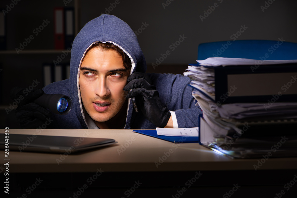 Thief trying to steal personal data in identity theft concept Thief trying to steal personal data in identity theft concept