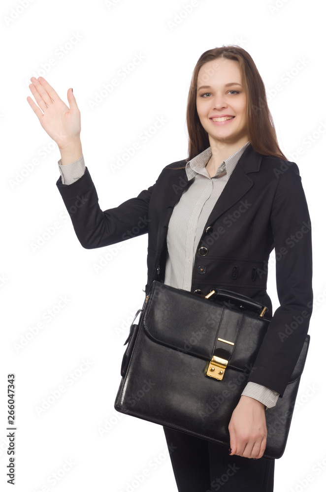 Woman in business concept isolated on white Woman in business concept isolated on white