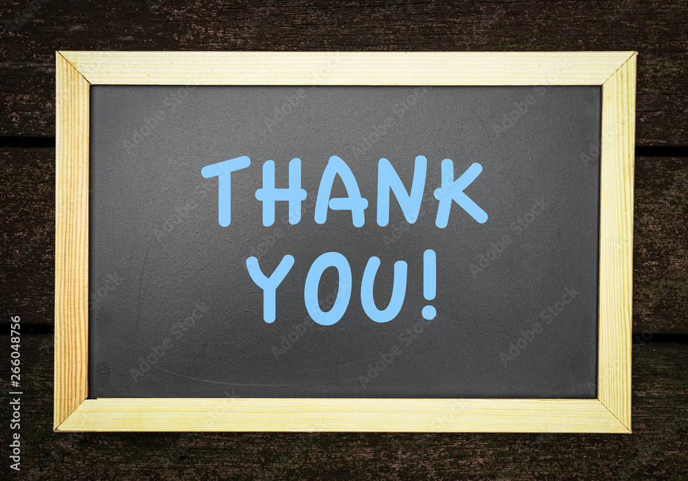 Fototapeta premium Thank you, words printed on board